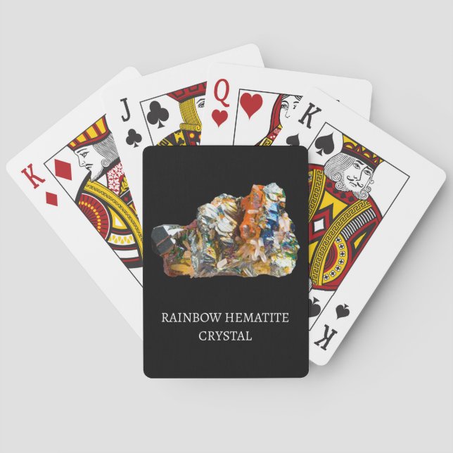Regnbåge Hematit Kristall – Mystisk Ädelstenskonst Casinokort (Baksidan)