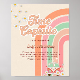 Regnbåge Hippie 70:s första födelsedag Kapseltecke Poster