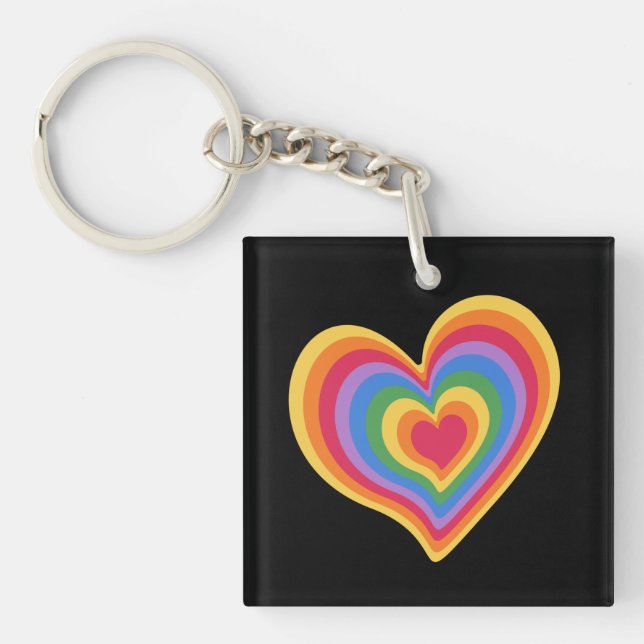 Regnbåge hjärta. Stolthet gay kärlek Nyckelring (Framsidan)