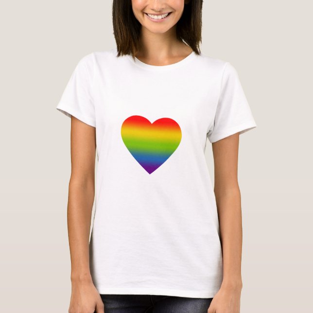 Regnbåge Hjärta T Shirt (Framsida)