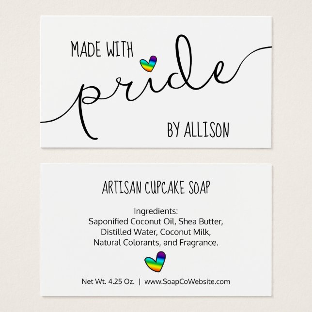 Regnbåge Hjärta Tillverkad med stolthet LGBTQ pres Visitkort (Framsida & baksida)