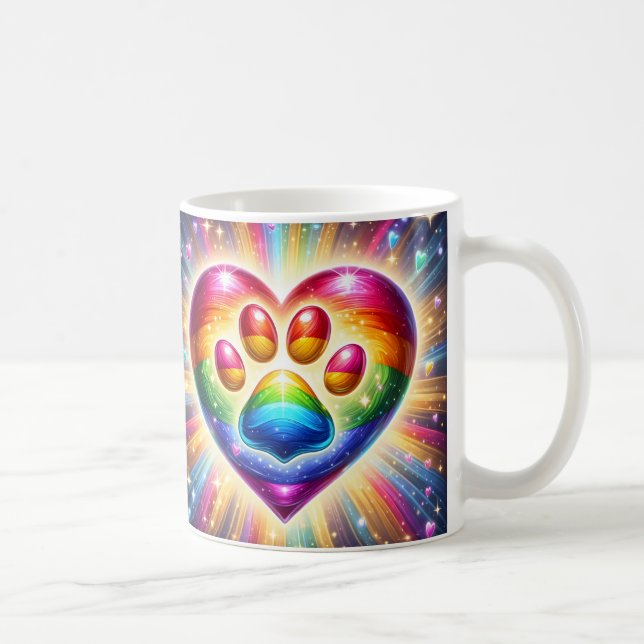 Regnbåge Hjärtans Fotavtryck Kaffemugg (Höger)