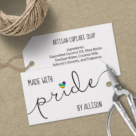 Regnbåge Hjärtat Gjort Med Stolthet HBTQ Konsthant Presentetikett