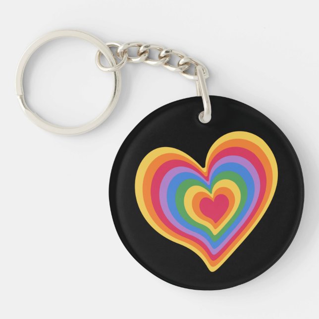 Regnbåge hjärtat. Pride gay kärlek Keychain (Framsidan)