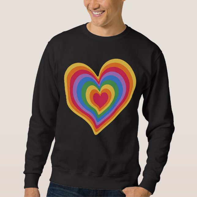 Regnbåge hjärtat. Pride gay kärlek Lång Ärmad Tröja (Framsida)