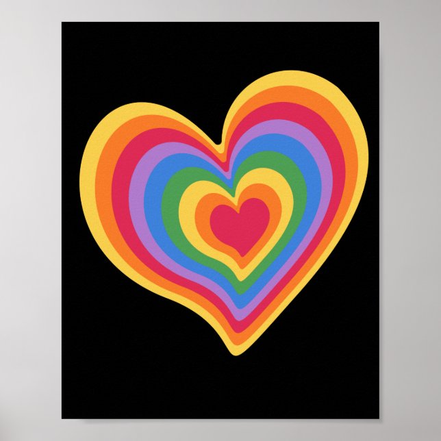 Regnbåge hjärtat. Pride gay kärlek Poster (Framsidan)