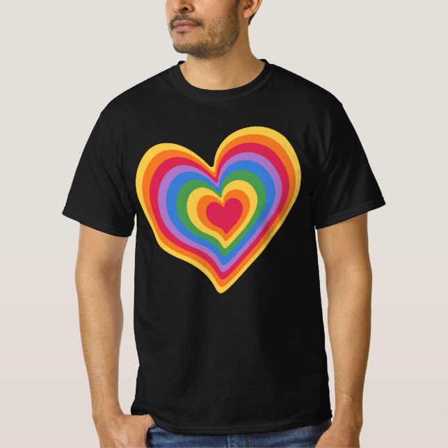 Regnbåge hjärtat. Pride gay kärlek T-Shirt (Framsida)