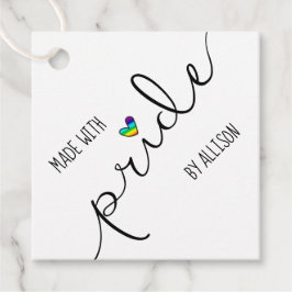 Regnbåge Hjärtat Typografi Gjorda Med Stolthet Pre Gåvor Etiketter