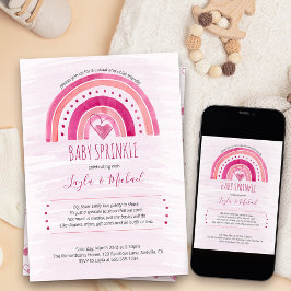 Regnbåge Hjärtat Vattenfärg Tvätt Rosa Baby Sprink Inbjudningar