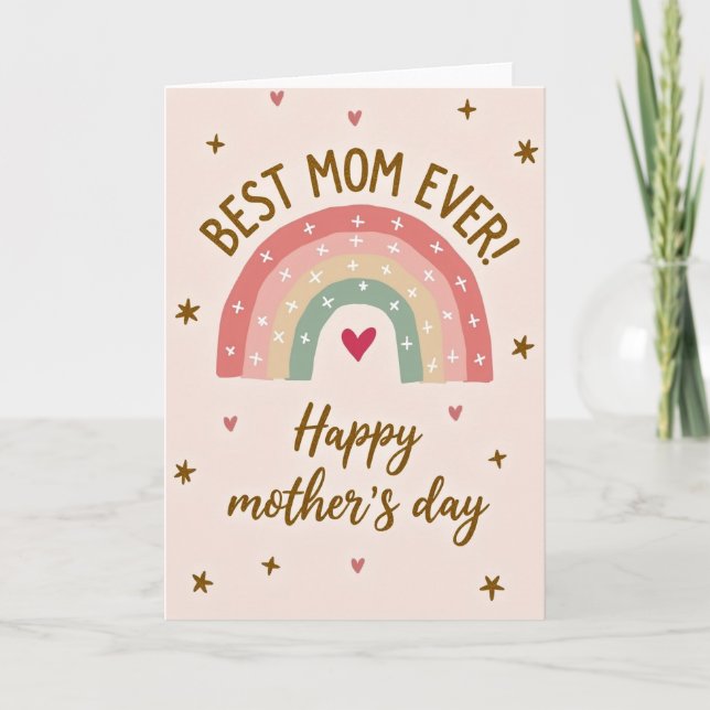 Regnbåge Hjärtmönster Mamma Kort (Framsida)