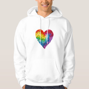 Regnbåge Hjärtmosaik Queer Pride Hbtq Kärlek Hbtqi Hoodie