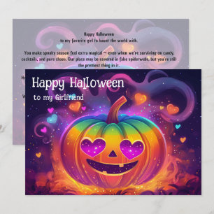 🌈🎃Regnbåge Hjärtöga Pumpa-kort Inbjudningar
