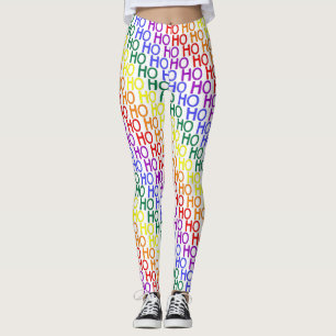 Regnbåge Ho Ho Ho Mönster Leggings