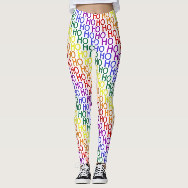 Regnbåge Ho Ho Ho Mönster Leggings (Framsida)