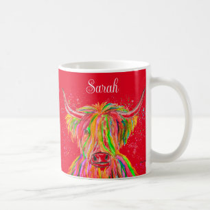 Regnbåge höglands ko Vattenfärg Natur Gård Djur Kaffemugg