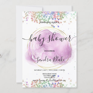 Regnbåge Holograf Glitter Drives Baby Shower Inv Inbjudningar