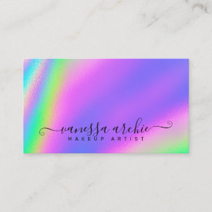 Regnbåge Holografik Foil Beauty Service Visitkort