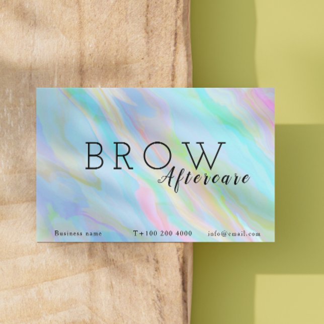 Regnbåge - holografisk böjning efter skötselanvisn visitkort (Rainbow Holographic Brow After Care Instructions Business Card)