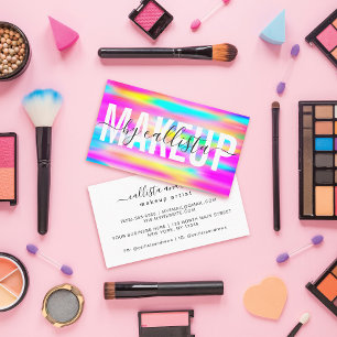 Regnbåge Holography Typography Makeup Artist Visitkort