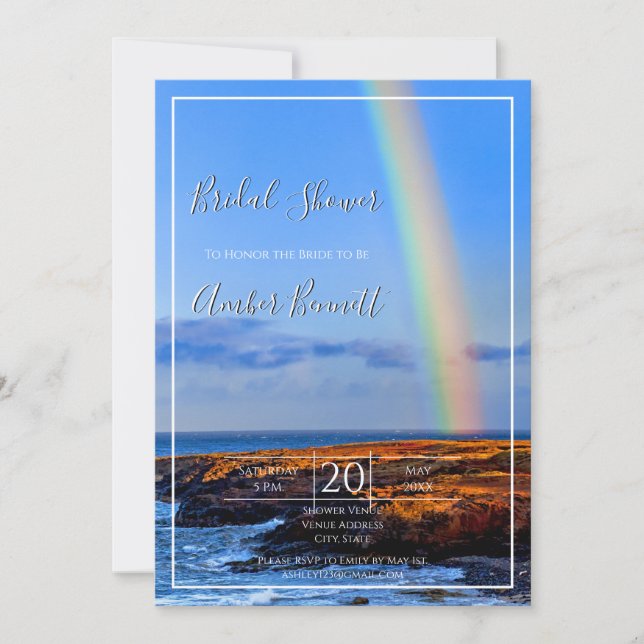 Regnbåge, Hopp & Lycka, Bröllopsfest för bruden Inbjudningar (Framsida)