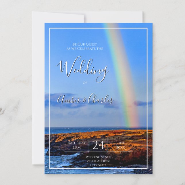 Regnbåge, hopp och lycka, Bröllop Inbjudningar (Framsida)