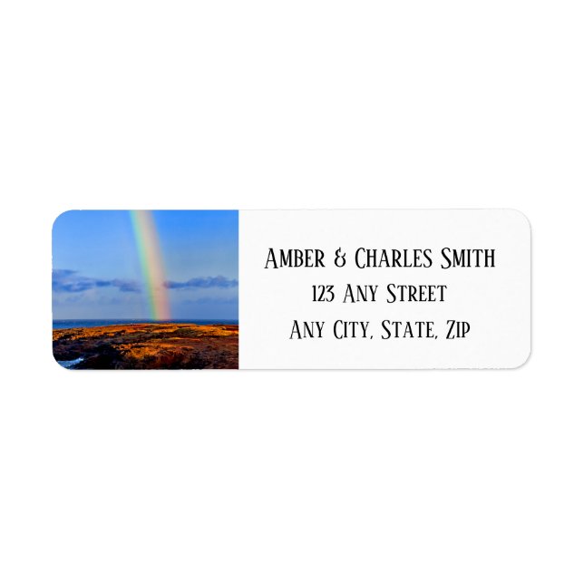 Regnbåge, hopp och lycka, Bröllop Returadress Etikett (Framsidan)