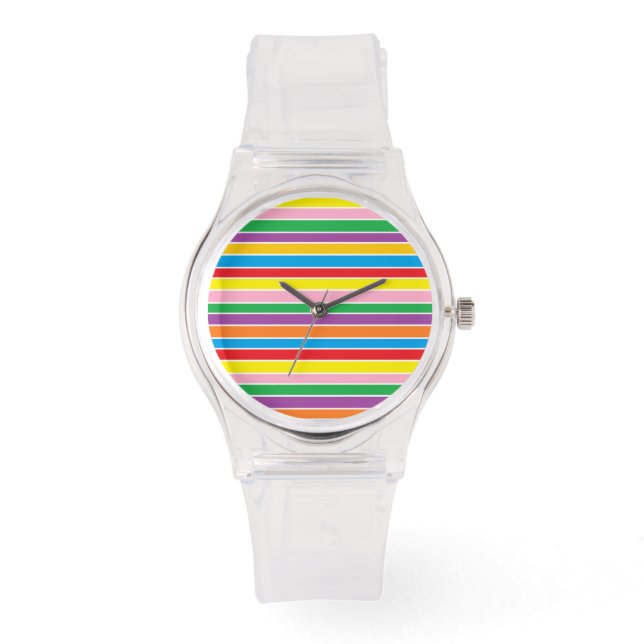 Regnbåge Horisontella Ränder Armbandsur (Framsida)