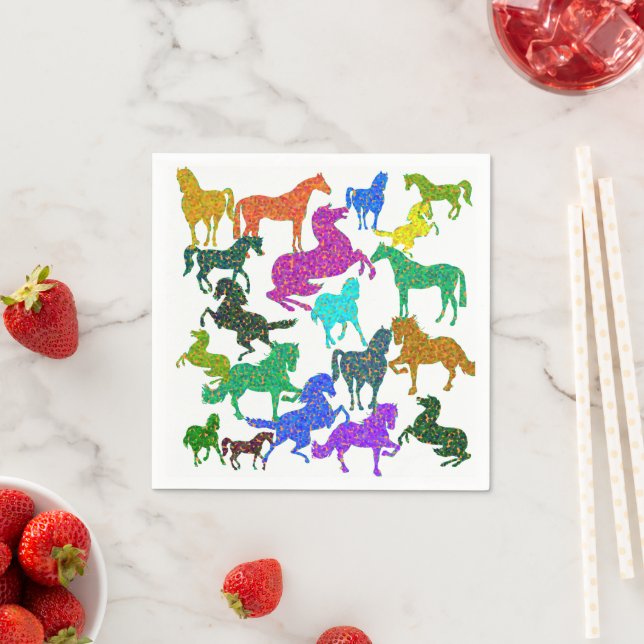 Regnbåge Horses - "Djävel om hästar!" Pappersservett (Insitu)