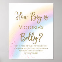 Regnbåge Hur stor är mammas mage Baby Shower-spel