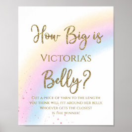Regnbåge Hur stor är mammas mage Bebis badrumslek Poster