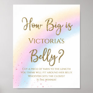 Regnbåge Hur stor är mammas mage Bebis badrumslek Poster