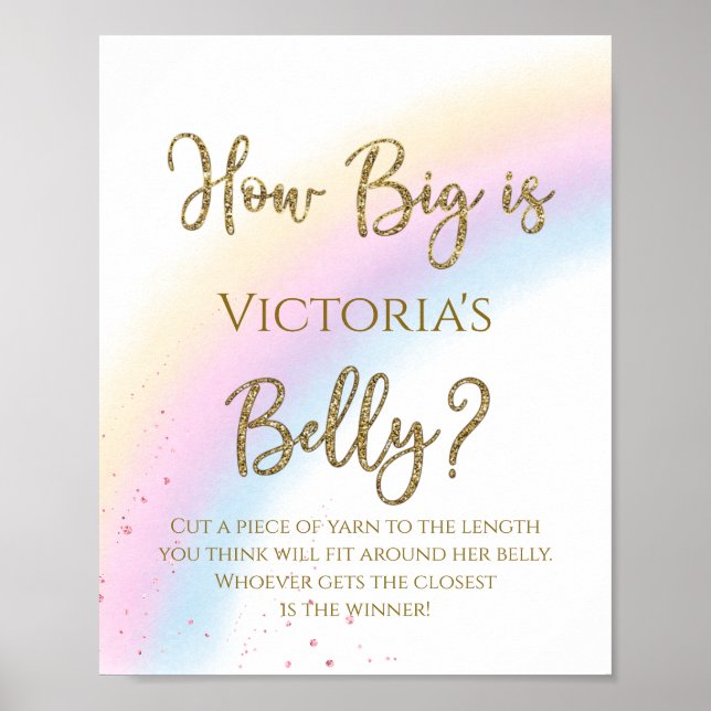 Regnbåge Hur stor är mammas mage Bebis badrumslek Poster (Framsidan)
