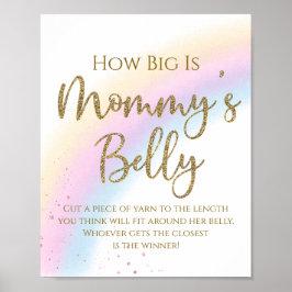 Regnbåge Hur stor är mammas mage Bebisdusch spel Poster