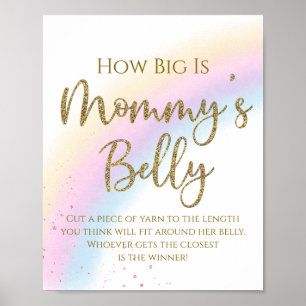 Regnbåge Hur stor är mammas mage Bebisdusch spel Poster