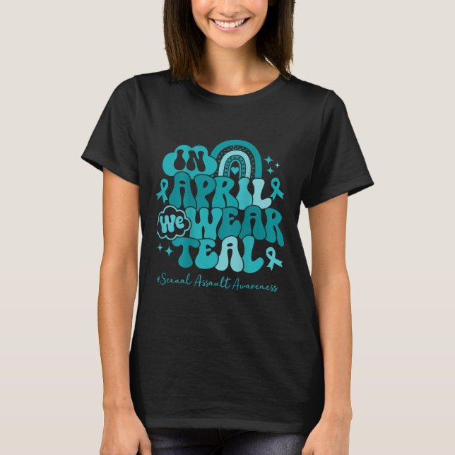 Regnbåge i april Vi bär teal Medvetenhet om övergr T Shirt (Framsida)