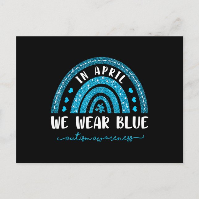 Regnbåge i april.. Vi Bäror blå autism-medvetande  Vykort (Framsida)