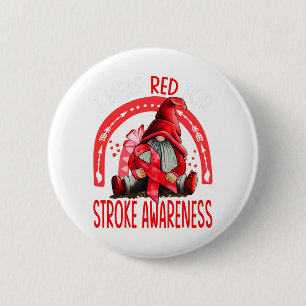 Regnbåge I Bära Red Stroke Awareness Gnomes Knapp