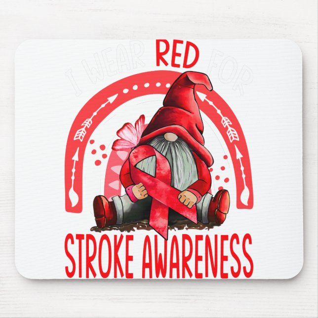 Regnbåge I Bära Red Stroke Awareness Gnomes Musmatta (Framsidan)