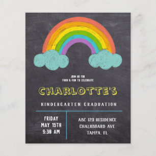 Regnbåge i Chalkboard Kids budget Studenten Inbjud