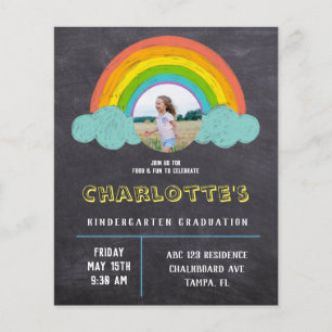 Regnbåge i Chalkboard Kids budget Studenten Inbjud