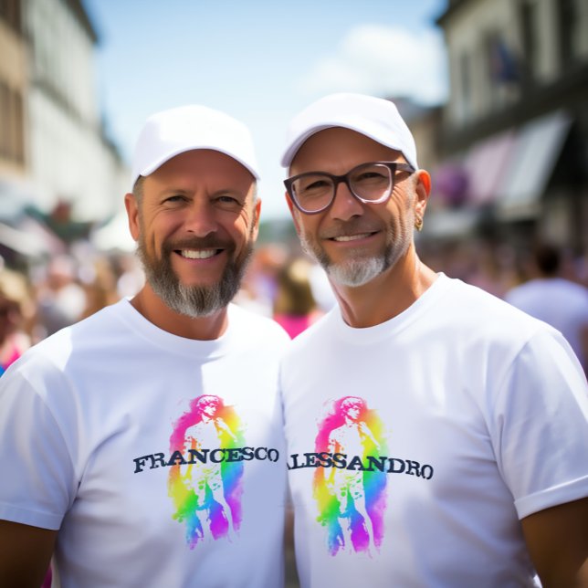 Regnbåge i David T-Shirt - HGBTQ+ Pride Art (Statue of David Rainbow Pride 
LGBTQ White Tee)