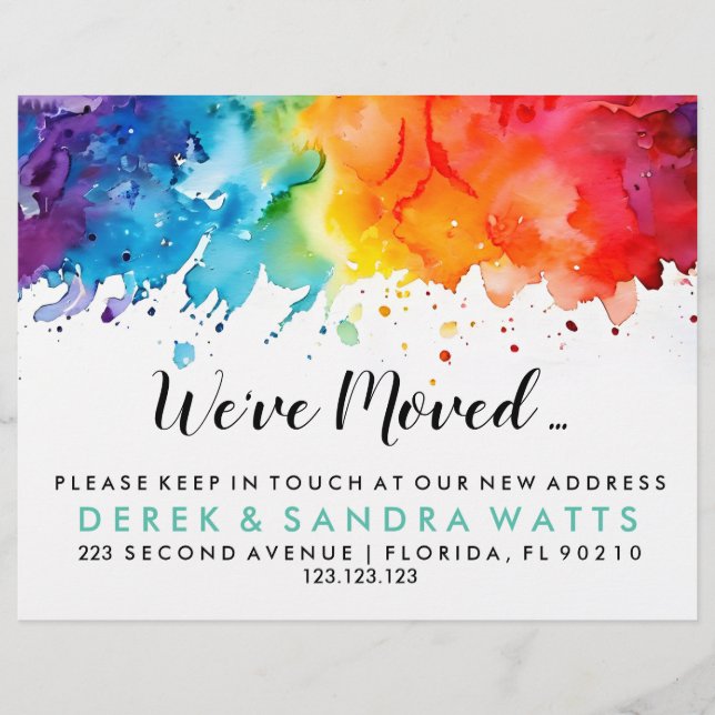 regnbåge i färg Byte av adress vi har flyttat Reklamblad (Framsidan)