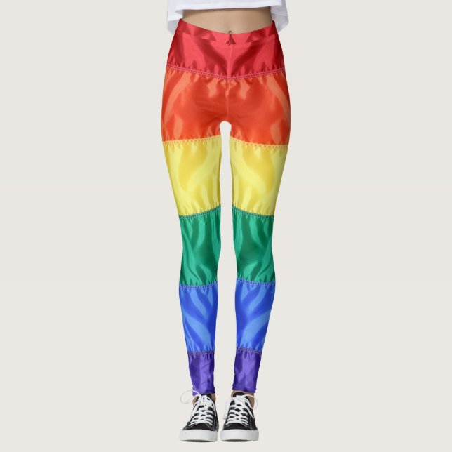 Regnbåge i flagga rand HBT-HBT-Q+ gay pride Leggings (Framsida)