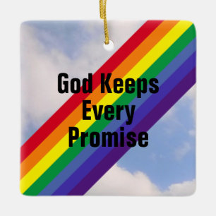 Regnbåge i Himlar inspirationell bibel Verses Cute Julgransprydnad Keramik