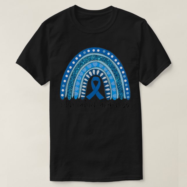 Regnbåge i mars Vi Bäror blåkoloncancer Awarene T Shirt (Design framsida)