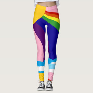 Regnbåge i molndamasker leggings