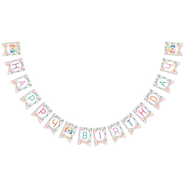 Regnbåge i Roligt Grattis på födelsedagen Party Vimplar (Alla)