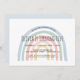Regnbåge i Roligtens regnbåge 5: e födelsedagsinbj Inbjudningar
