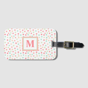 Regnbåge i Rosa, Grönt och blått monogram Bagagebricka