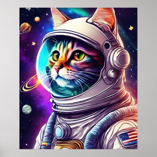 Regnbåge i rymdkatt, Astronaut Cat Digital Art Poster